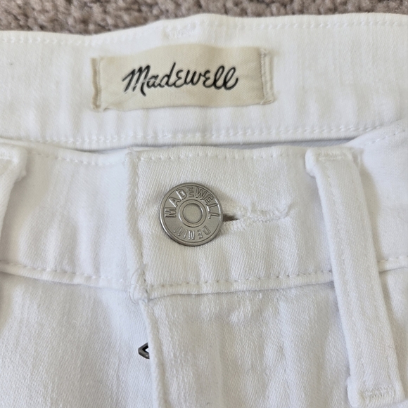 Madewell 10” High-rise Skinny White Jeans Zipper Fly Raw Hem size 29 - Picture 12 of 16